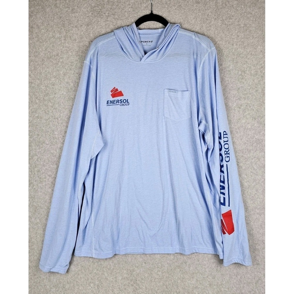 Poncho Performance Hoodie Mens XL Lightweight Blue Pocket Outdoor *Has Logo*